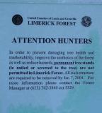 Notice asking hunters to remove permanent platforms from forest