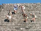 The Gang climbing the temple