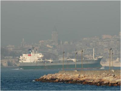 Galata from sea Bosporus ferry