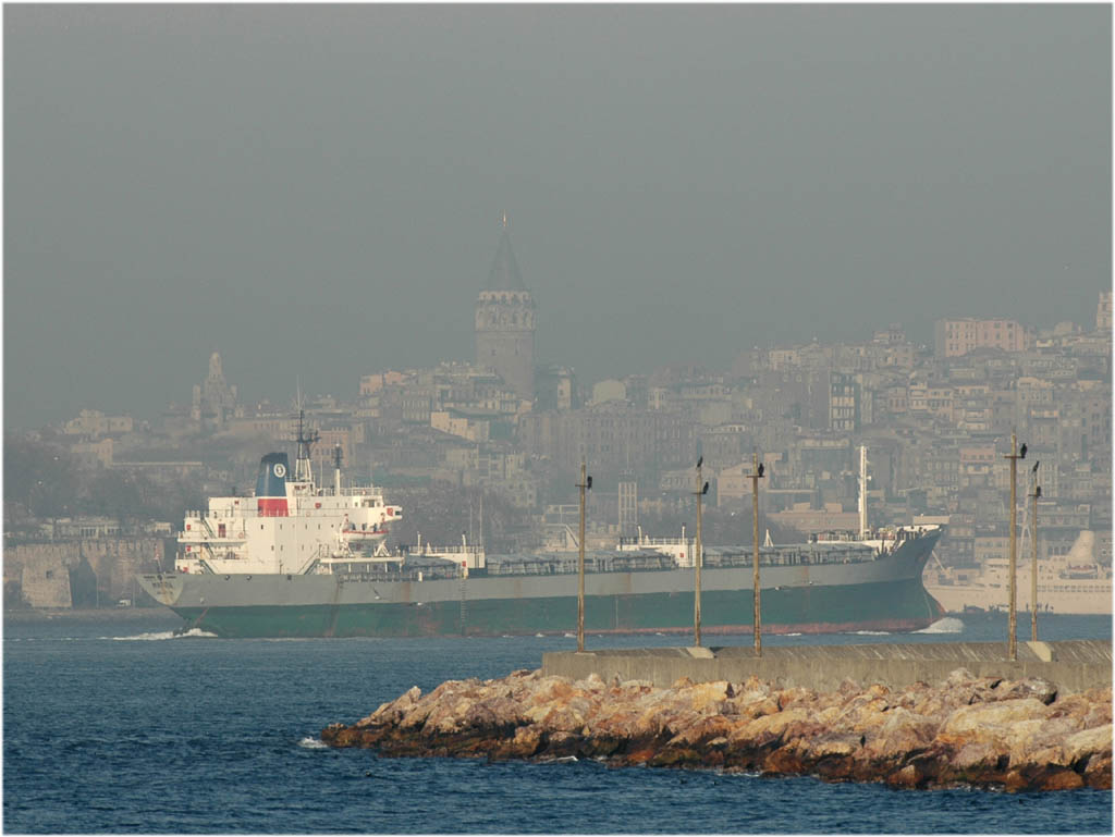 Galata from sea Bosporus ferry