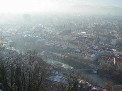 Graz view from Garrison Museum, Schlossberg