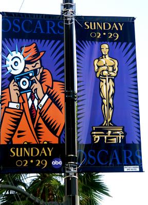 Oscar banners on Hollywood Blvd.