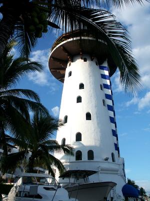 Lighthouse restaurant in the marina
