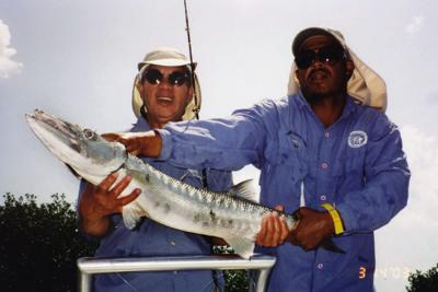 I was having a good time, but my guide Dubs looked a little worried about this barracuda