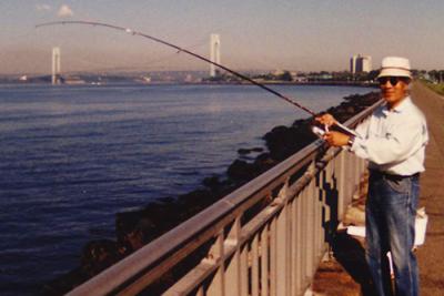 Fishing for porgies on Bay Parkway near the Verazzano Bridge in Brooklyn, NY