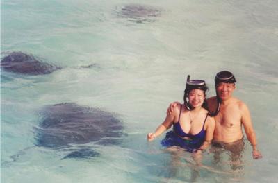 Snorkeling with the rays at Stingray City in Grand Cayman