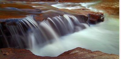 The sand stone river bed of the Afon Llia