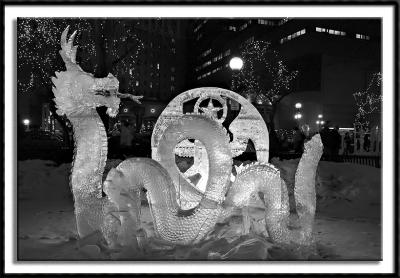 Serpent Ice Sculpture (b&w)