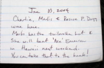 Charile & Marlis book entry1.10.2004