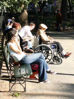 Enjoying the Afternoon Sun in Washington Square Park