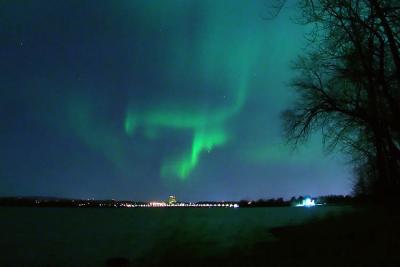 Aurora over the Champlain Bridge