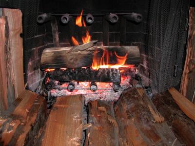 Winter evening at the fireplace