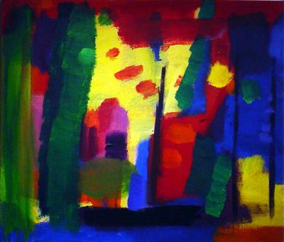 Through Cypresses - 70 x 60 cm - oil on canvas