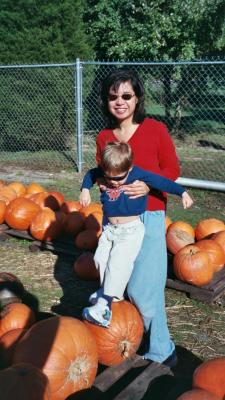 Ben and Mama in the pumpkin patch