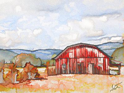 Pig Trail Barn -  Watercolor