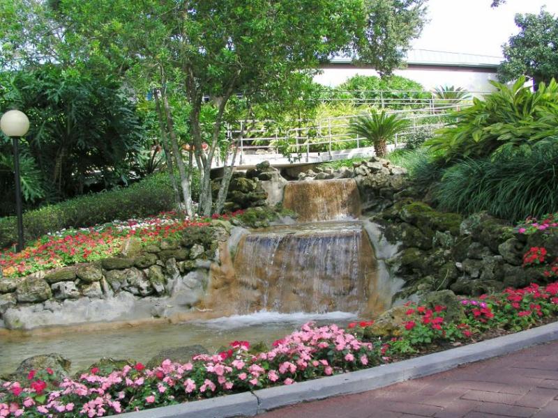 Flowers and Waterfall near Key West Dolphin Stadium