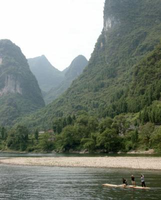 Traditional bamboo raft on the Li River