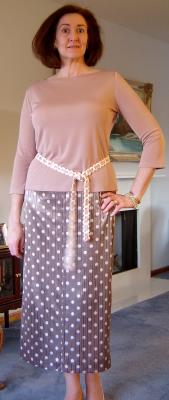 Clay Tee & Taupe Dot Skirt