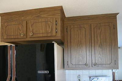 Above refrigerator, upper double cabinet