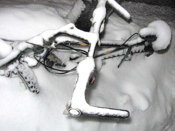 bicycle stuck in the snow