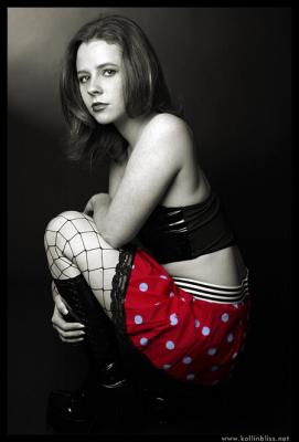 red polka dots and fishnets