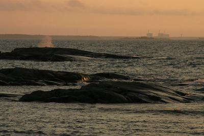 Stormy waters in front of the nuclear power plant