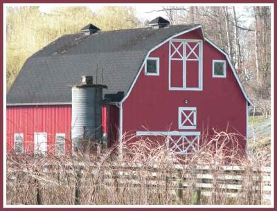 Barn and silo.
