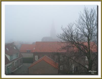 Foggy view from my new attic window
