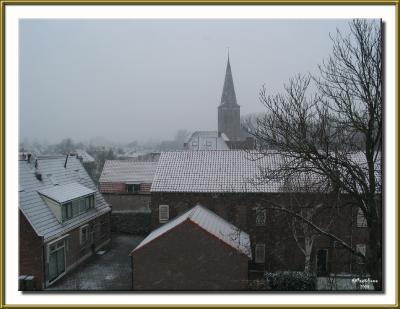 Snowy view from my new attic window