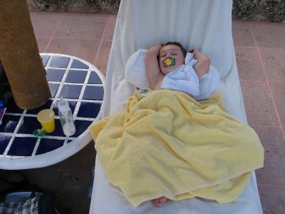 Relaxing by the pool