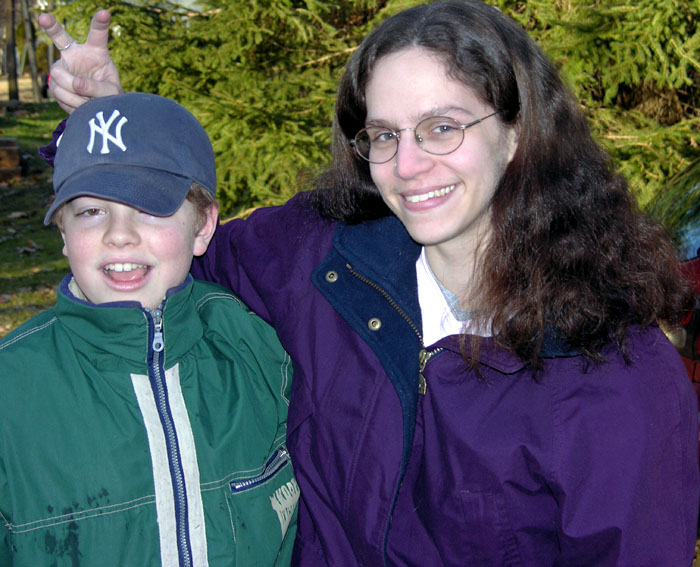 Daughter Rebecca gives son Weston the horns