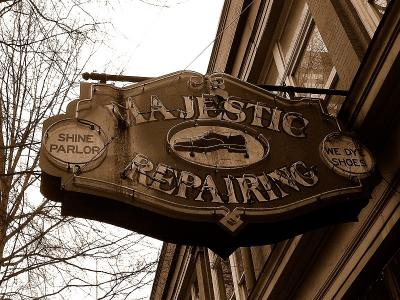 Sepia toned sign-Majestic Repair