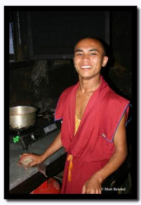 Lama Preparing Buttermilk Tea, Kalimpong