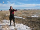 A snowball fight in the desert....well, actually at Tehachapi.  Note the windmills in the background.