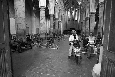 Parking your bike in the church