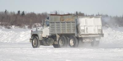 Gravel haul across the Moose River