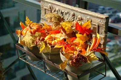 Fall arrangement in small balcony pots