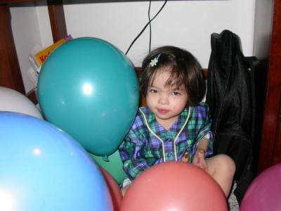 Hiding in the balloons