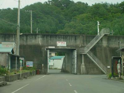 Taro Port (田老町) - Tsunami wall entrance, the town is on the other side, harbour and ocean behind camera