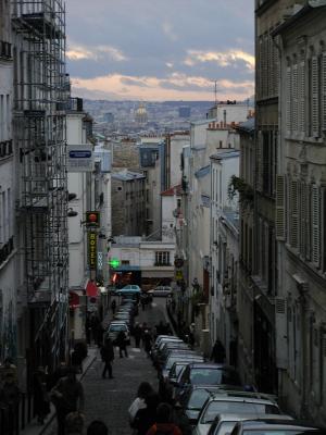 down hill looking south to paris center