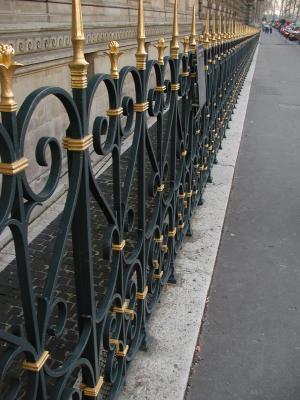 cool gold and black iron railing along louvre