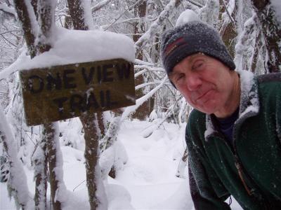 Ron and Infamous One View Trail Sign