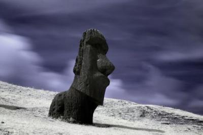 Easter Island Moai Head  in Infrared, By John Kloepper