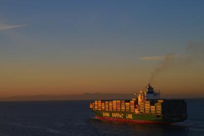 sailing from long beach at dawn