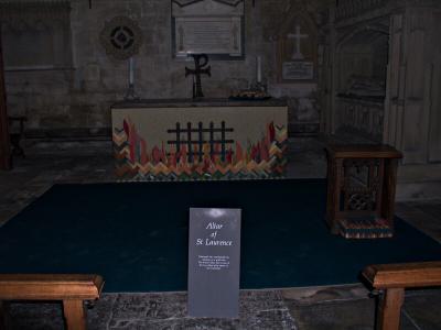 St. Laurence (Lawrence), Patron Saint of my University. Martyred on a Grid Iron.