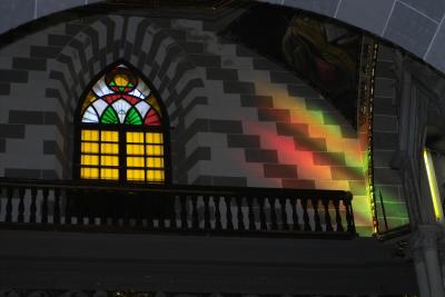 stained glass catches the light