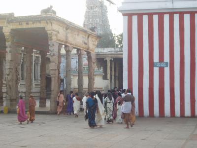 Entering the temple, early morning