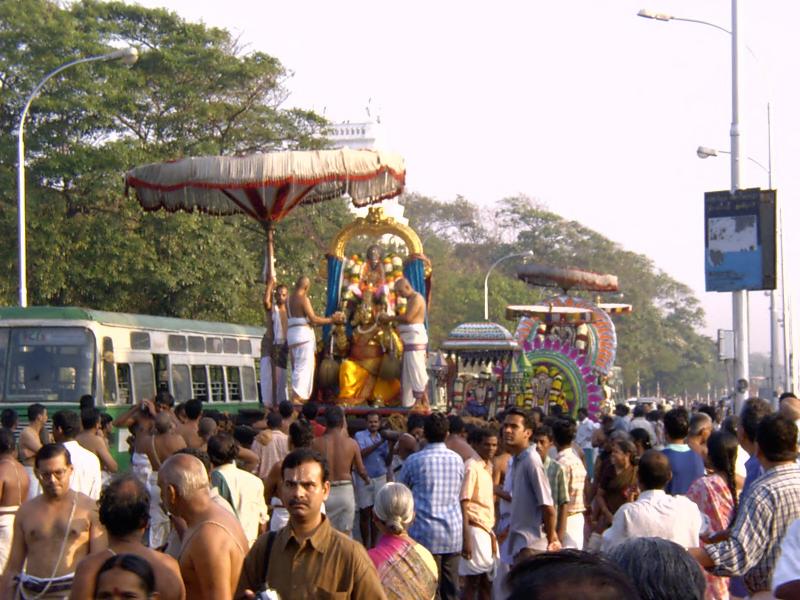 on the way back to the temple