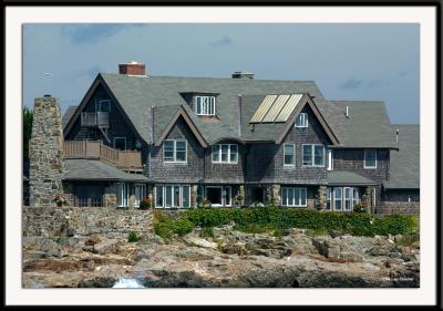 Former President George Bush's estate at Walker Point, in Kennebunkport, Maine. Photo is taken from Atlantic Ocean in rough seas on July 31, 2004.