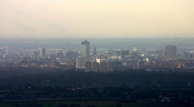 Manchester  from Hartshead Pike, January 2004